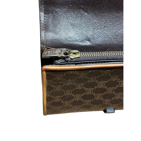 Celine Macadam Monogram Long Wallet Brown Coated Canvas Vintage COA - Picture 5 of 8